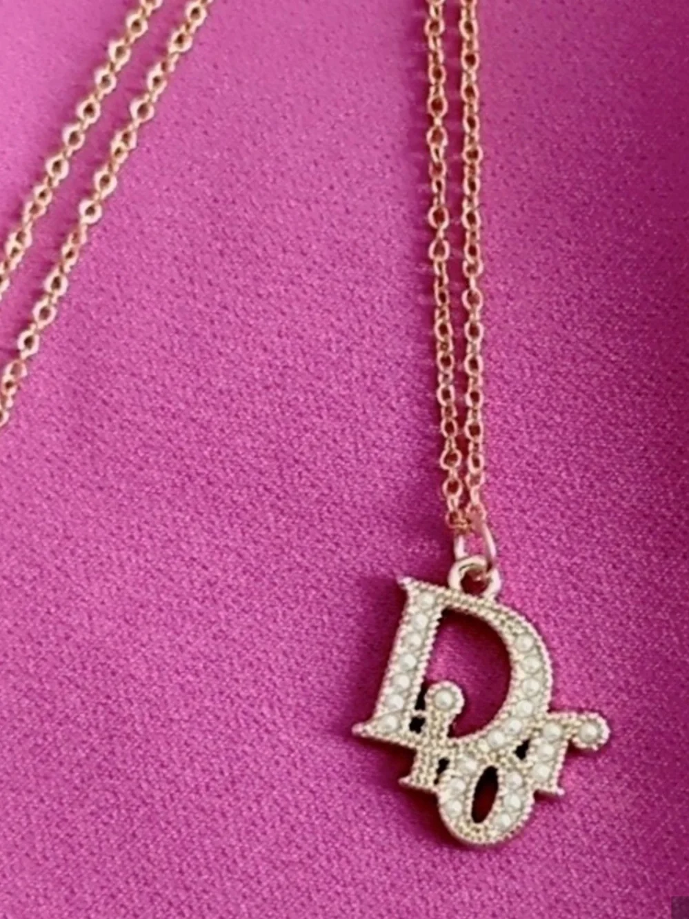 Dior Gold Crystal-Embellished 'Dior' Pendant Necklace - Picture 2 of 3